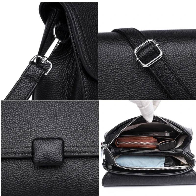 Solid Color Cow Handbag Female Messenger Tote Sac High Quality Genuine Leather Women Crossbody Shoulder Bags