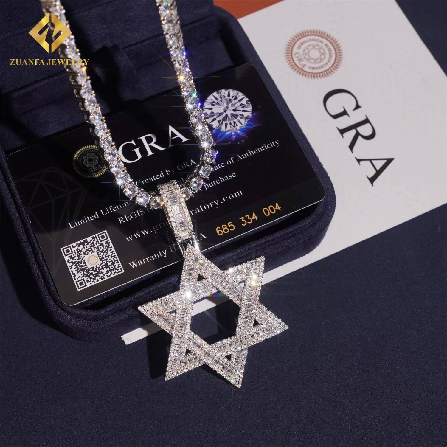 New Fashion Hip Hop Moissanite Jewelry 925 Silver VVS Moissanite Diamond Custom Iced Out Baguette Star Shape Pendant