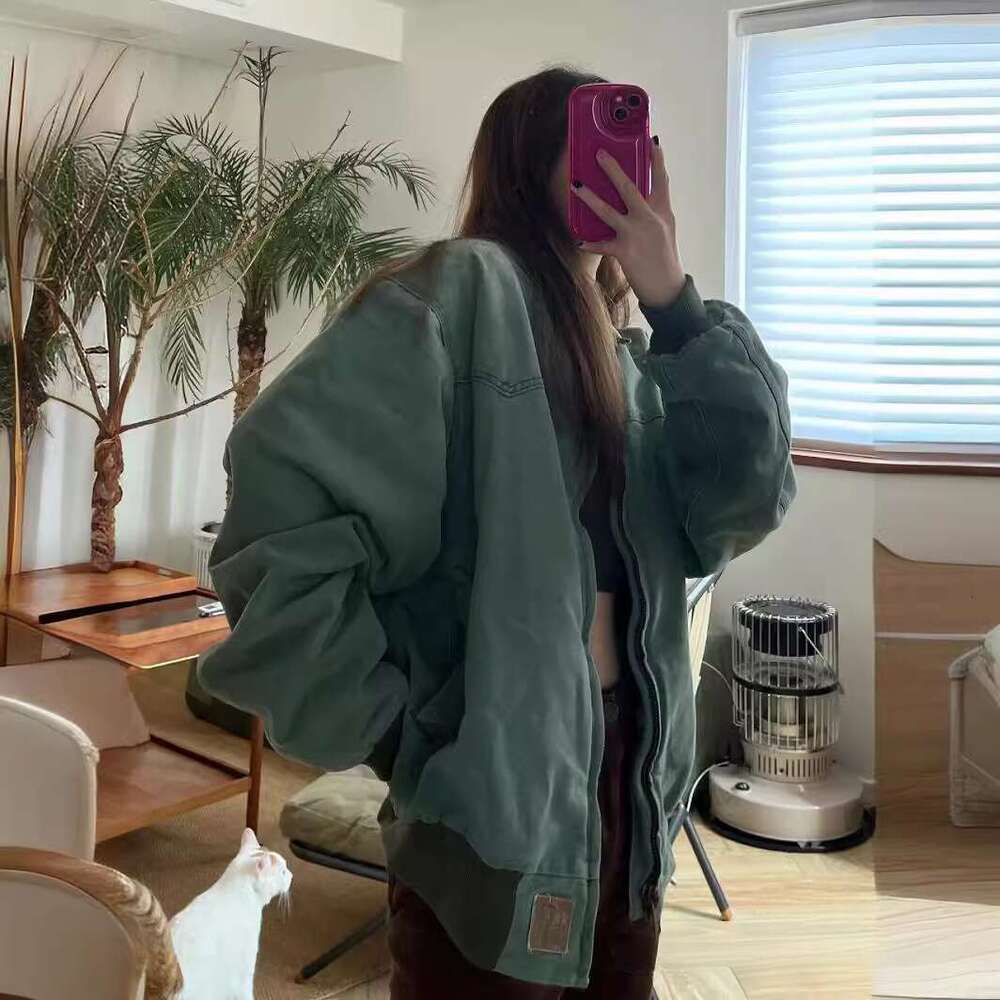 Carh Collaboration Stu Vintage Washed Canvas Turn-Down Collar Jacket J14 Loose Couple Zipper Coat B5