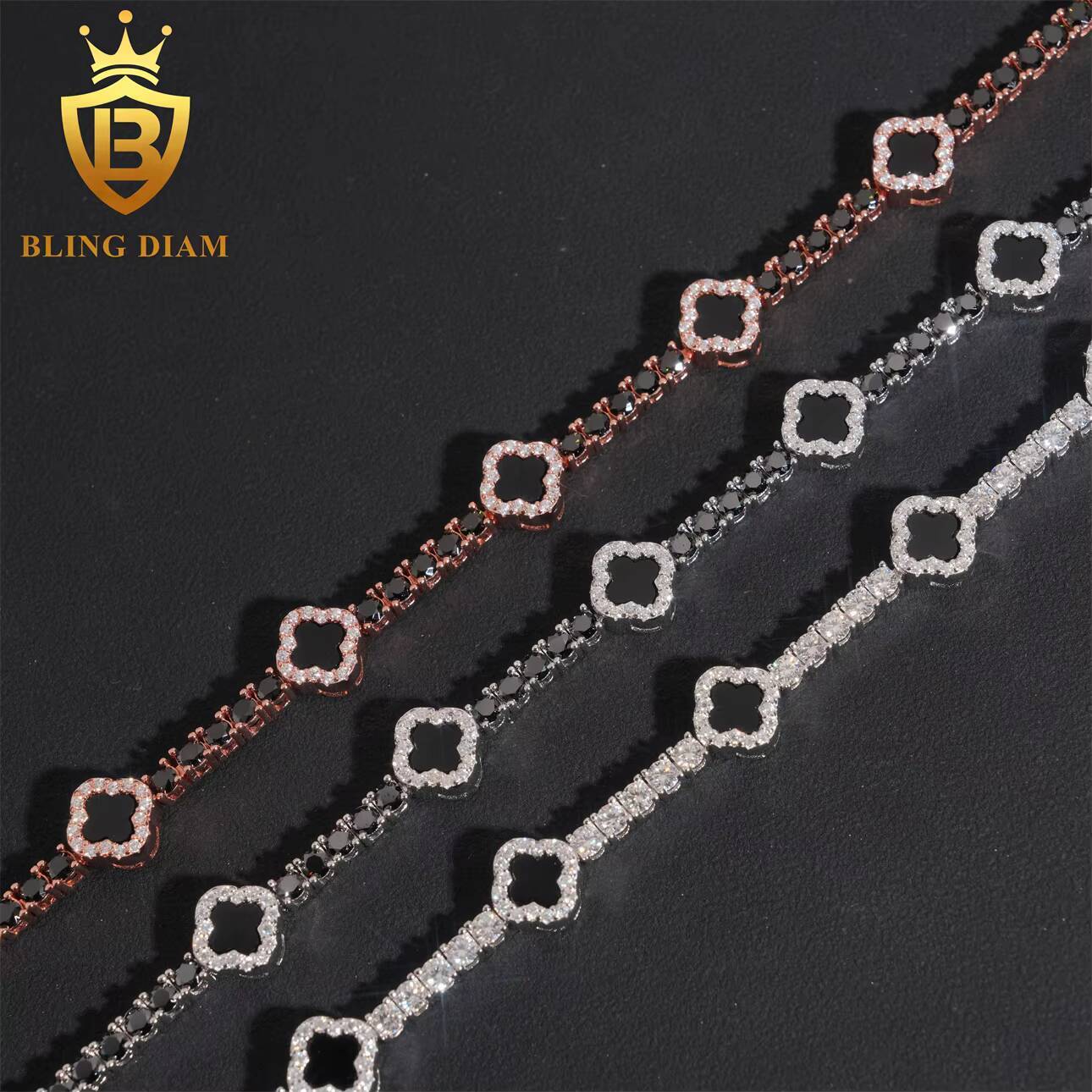 Iced Out Diamond 3mm Hip Hop Fine Jewelry 925 Sterling Silver VVS Moissanite Diamond Tennis Chain Bracelet