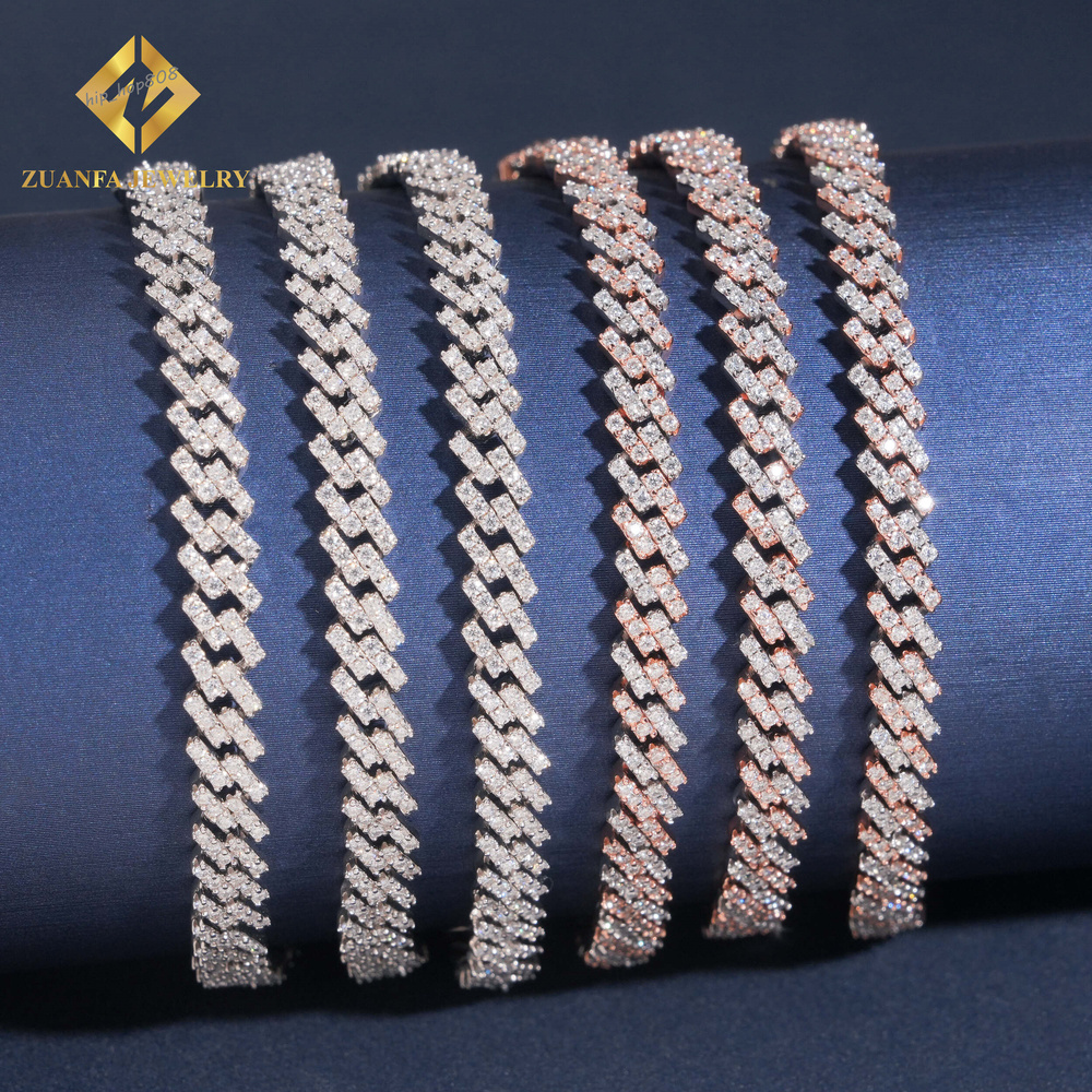 Hot Sale Cheap Price 5mm Moissanite Pass Diamond Tester Men Jewelry 925 Silver Cuban Link Chain White Gold Plated Popular Chain