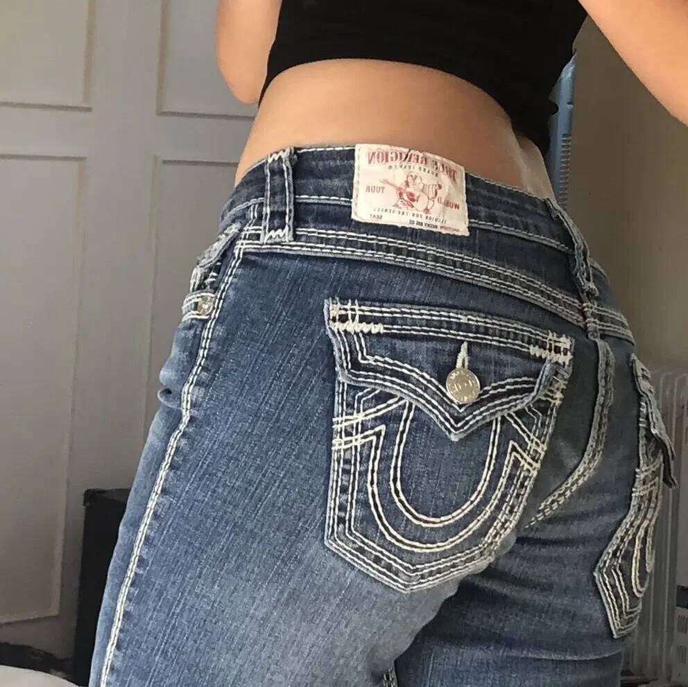 Vintage Buddha Embroidered Y2k Denim Pants Haruku Waist Straight Wide Leg Jeans Casual High Street Women Clothing