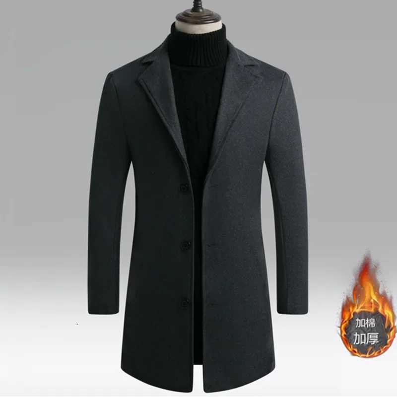 Korean-style mens trench coat lapel wool overcoat casual overcoat jacket mens warm long coat spring trench coat W250815