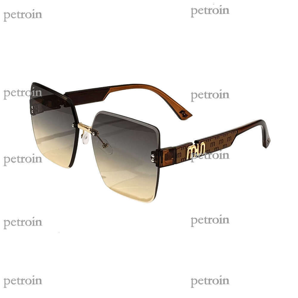 New Large Frame Gradient Pigment Street Style for Men and Women, High-End Rimless Glasses, Face Slimming Sunglasses