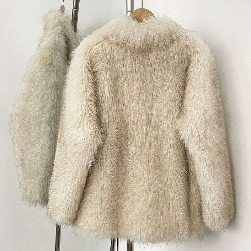 Clothing Eco Friendly For Women Faux Fox Fur Coat Women's Short Fashionable Warm Winter Jacket - Customizable Colors, S/M/L