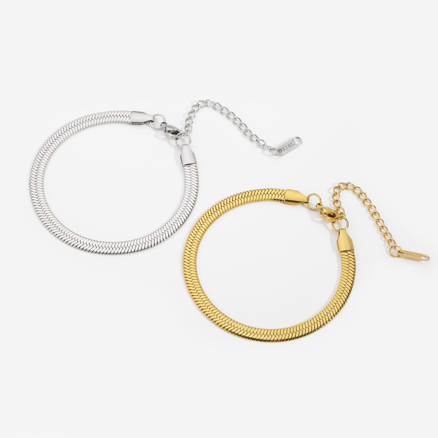 Jewelry Chain Bracelets European and American Minimalist Trendy Titanium Steel 18K Gold Plated Bracelet Slim Snake Unique Snake Bone Plated Bracelet f