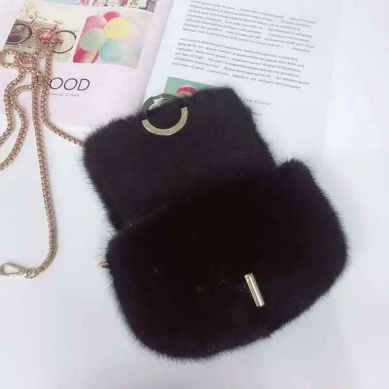Designer bag 52 Mink Envelope Single Shoulder Crossbody Real Fur Fashion Women's Mini Fluffy Handbag Women Evening Party Bag