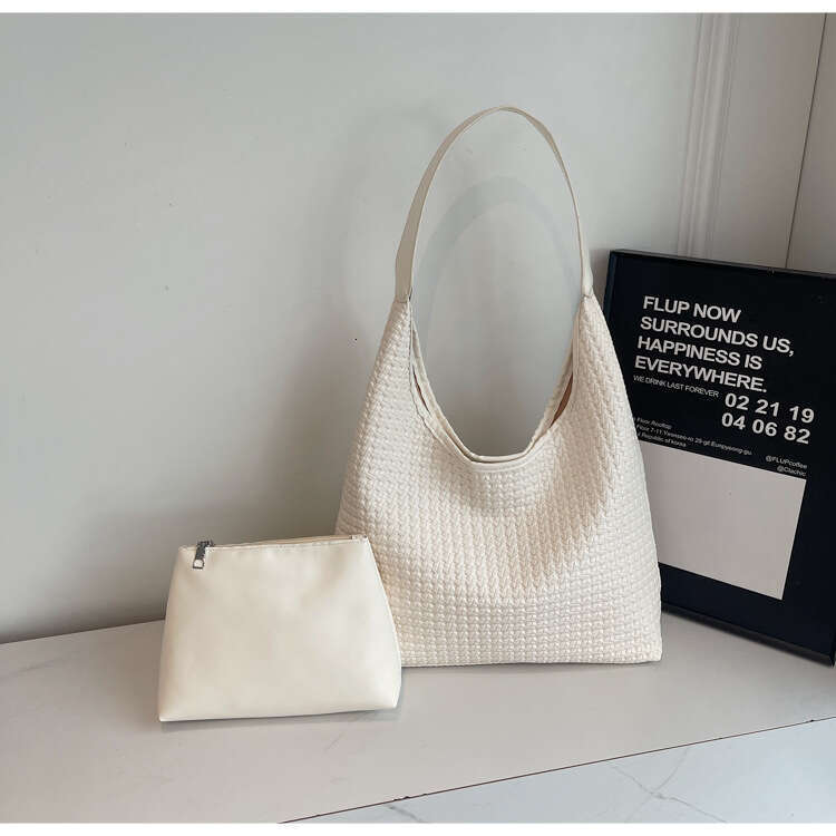 Woven Fashion Tote Korean Designer Bags Style Office Commute Underarm 2025 New Luxury Large Capacity Shoulder Bag for Women