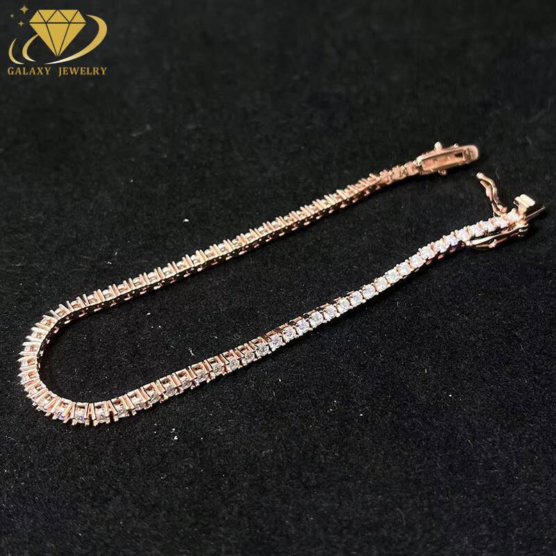 2MM Luxury Jewelry S925 D VVS Moissanite Diamond Chain GRA Certificat Tennis Bracelet Custom Lock for Men and Women