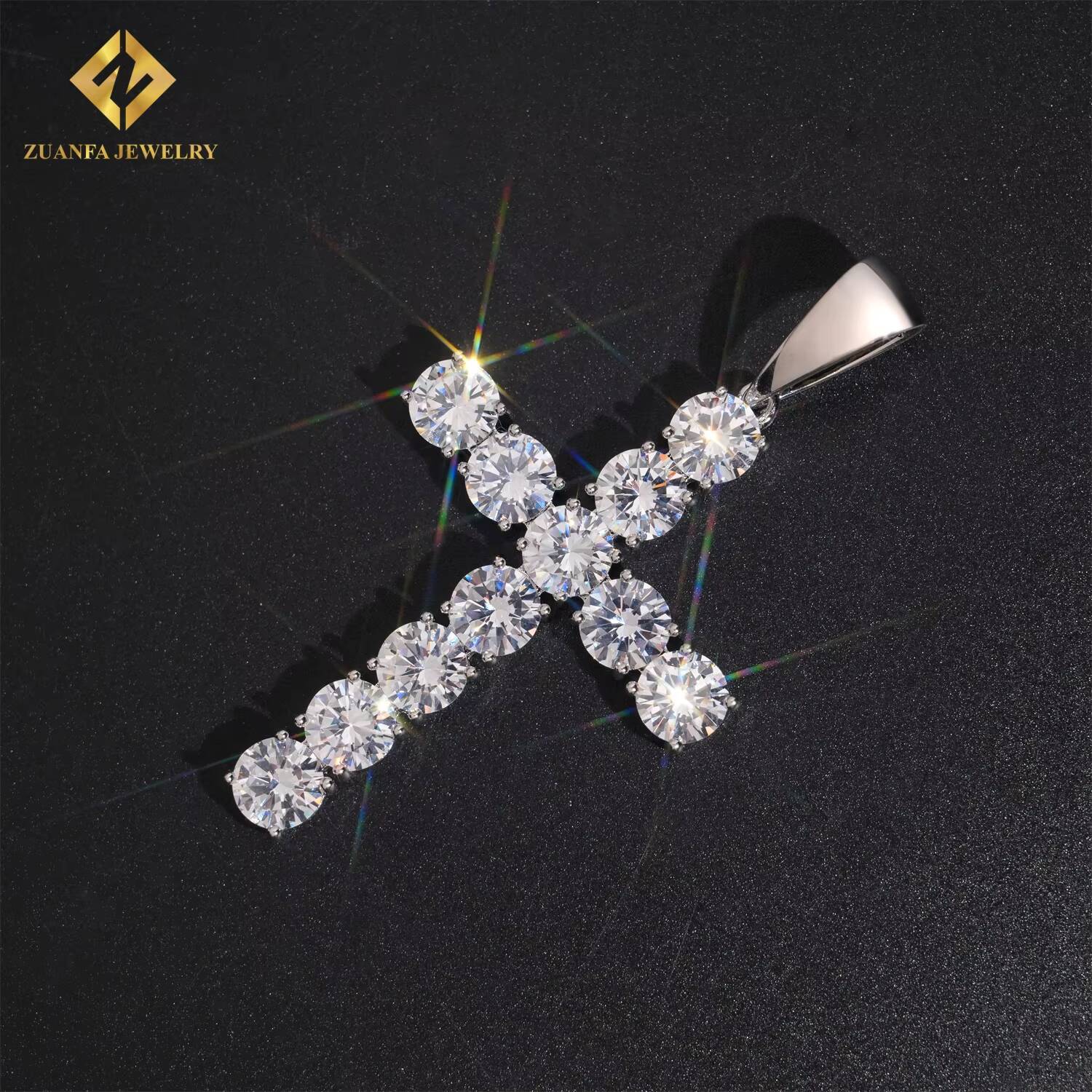 Hip Hop Style Iced Out Jewelry Moissanite Small Cross Pendant Mens Women Rose Gold Plated Rhodium Plated Gold Plated Pendant