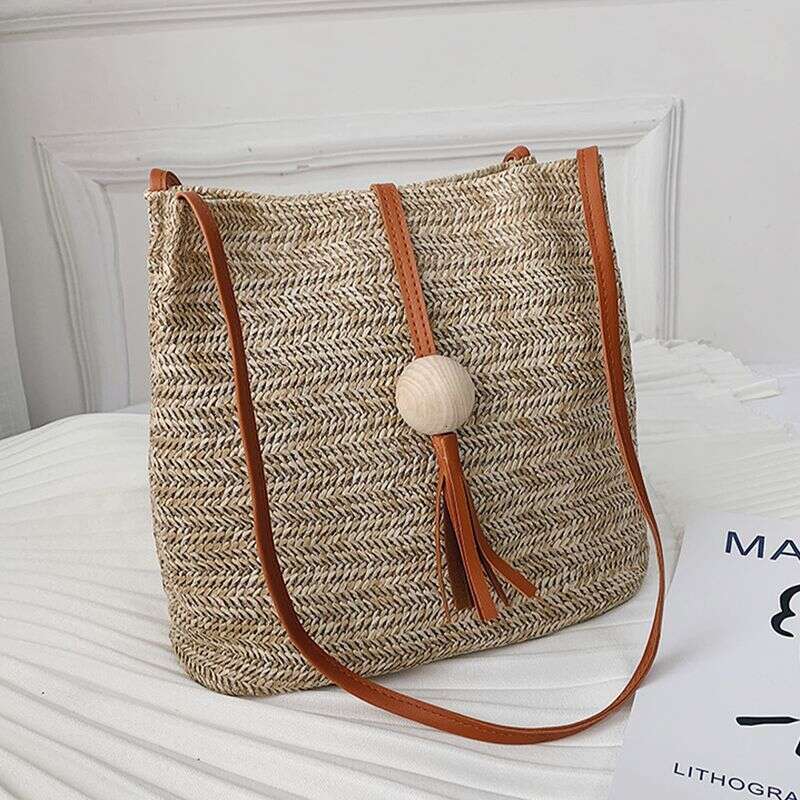 Straw for Women Shoulder Casual Woven Crossbody Bags Summer Beach Rattan Raffia Boho Bag Large Capacity