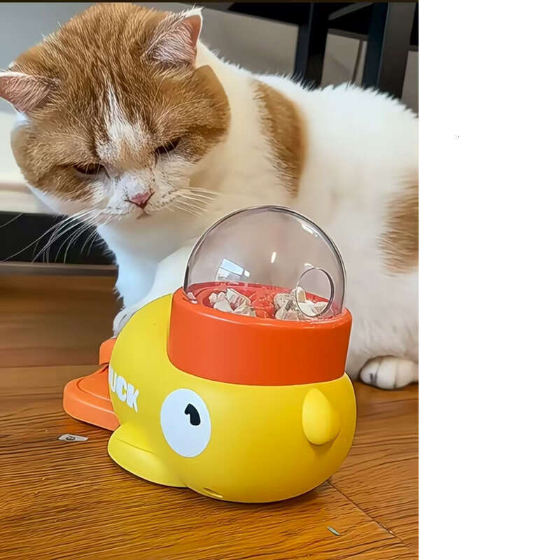Farewell to destructive boredom New rubber duck pet feeding toy boosts interaction multi-functional fits freeze-dried treats under 15mm made of ABS