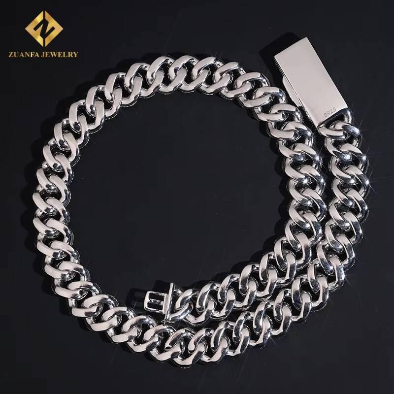 Fashion 15MM Cuban Link Chain 925 Sterling Silver Moissanite VVS1 Iced Out Diamond Fine Jewelry Pass Diamond Tester Bracelet