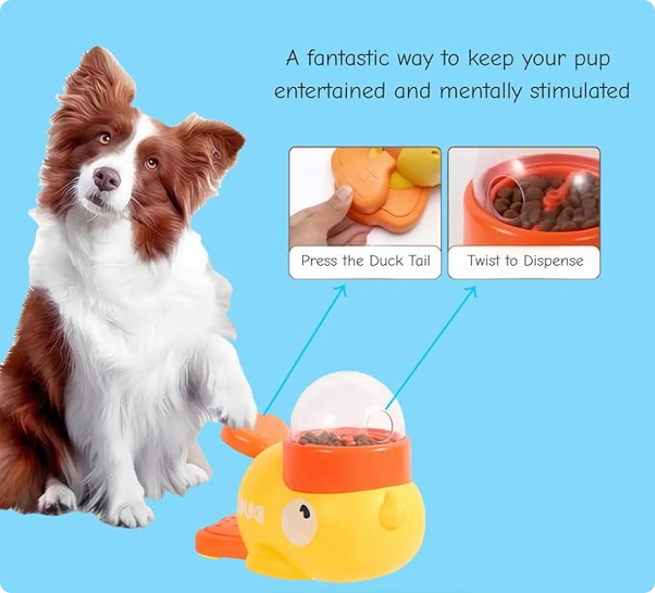 Farewell to destructive boredom New rubber duck pet feeding toy boosts interaction multi-functional fits freeze-dried treats under 15mm made of ABS