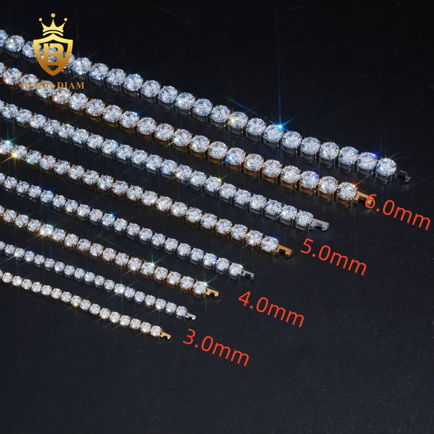 Wholesale Price Fashion Stainless Steel Tennis Chain 3mm-6mm Moissanite Tennis Bracelet Necklace Iced Out Luxury Jewelry