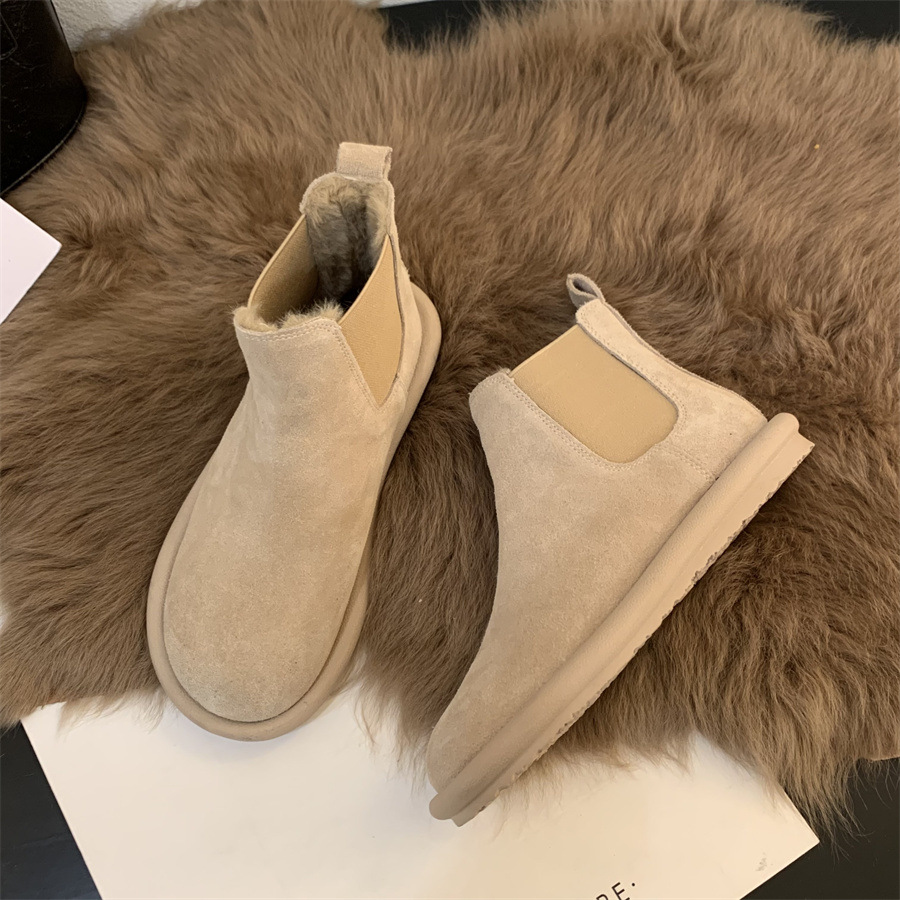 Warm Comfortable Women Suede Snow Boots 2025s Autumn Winter New Design Lined Thickened Cotton Boots Outdoor Versatile Style