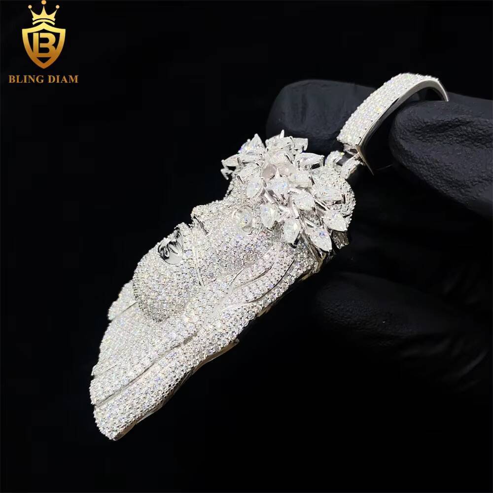 Luxury Iced Out Hip Hop Jewelry Jesus Vvs Moissanite Iced Out Pendant 925 Sterling Silver Rose Gold Plated