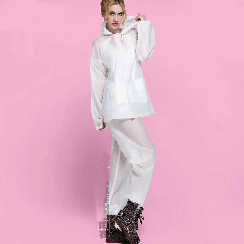 EVA Transparent Motorcycle Electric Bicycle Raincoat Rain Pants Fashion Adult Ride Set Rain Coat Thickening Poncho For Women Y250814