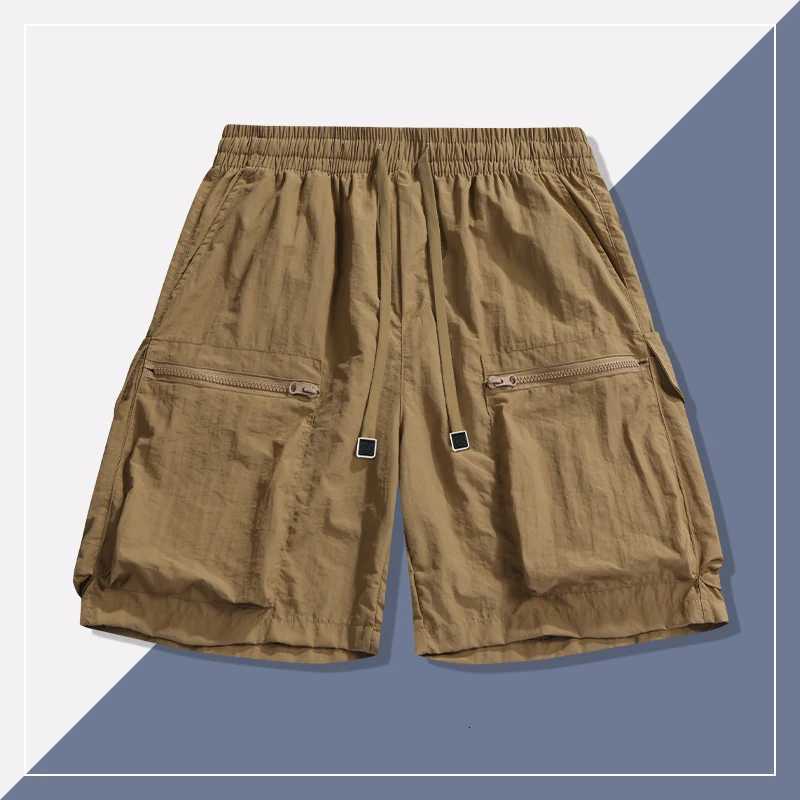 Workwear shorts for men summer loose sports shorts summer mens ice silk casual cropped pants Y250814