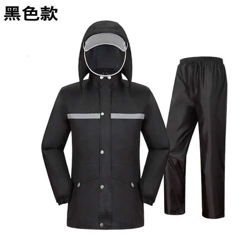 2020 Women Raincoat Men Black Rain Clothes Covers Impermeable Rainwear Poncho Waterproof Hooded Rain Coat With Rain Pants Set Y250814