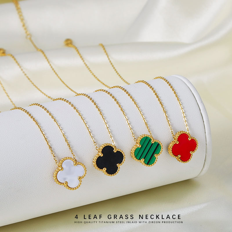 Four-leaf Clover Necklace High Version V Gold Craft Women Non-Fading Two-Way Wear Natural Mother-of-Pearl High-End Accessory Jewelry for Women