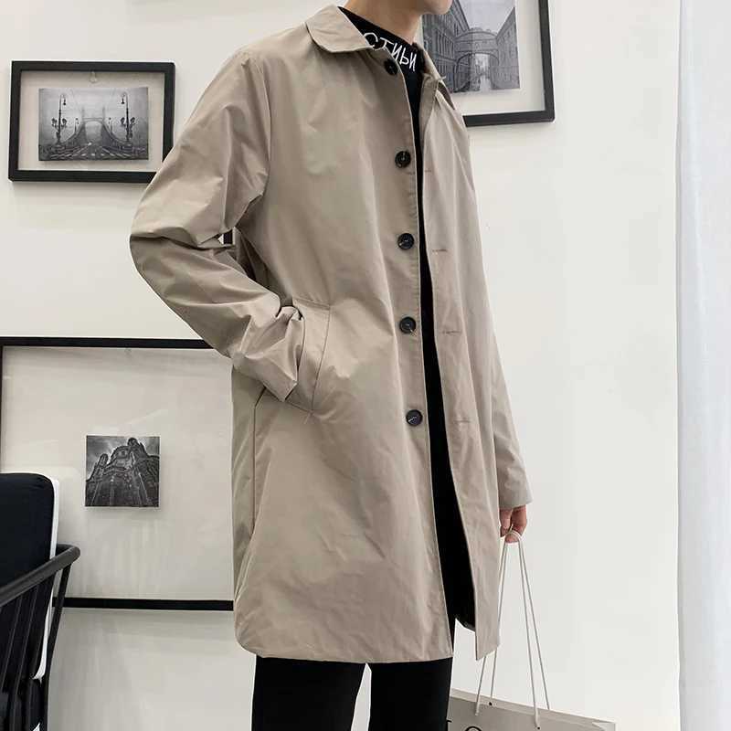 Mens M-5XL Plus Size Trench Coat Loose Fit Long Lapel Single Breasted Windbreaker Jacket Button Overcoat Men Clothing XXXXXL W250815