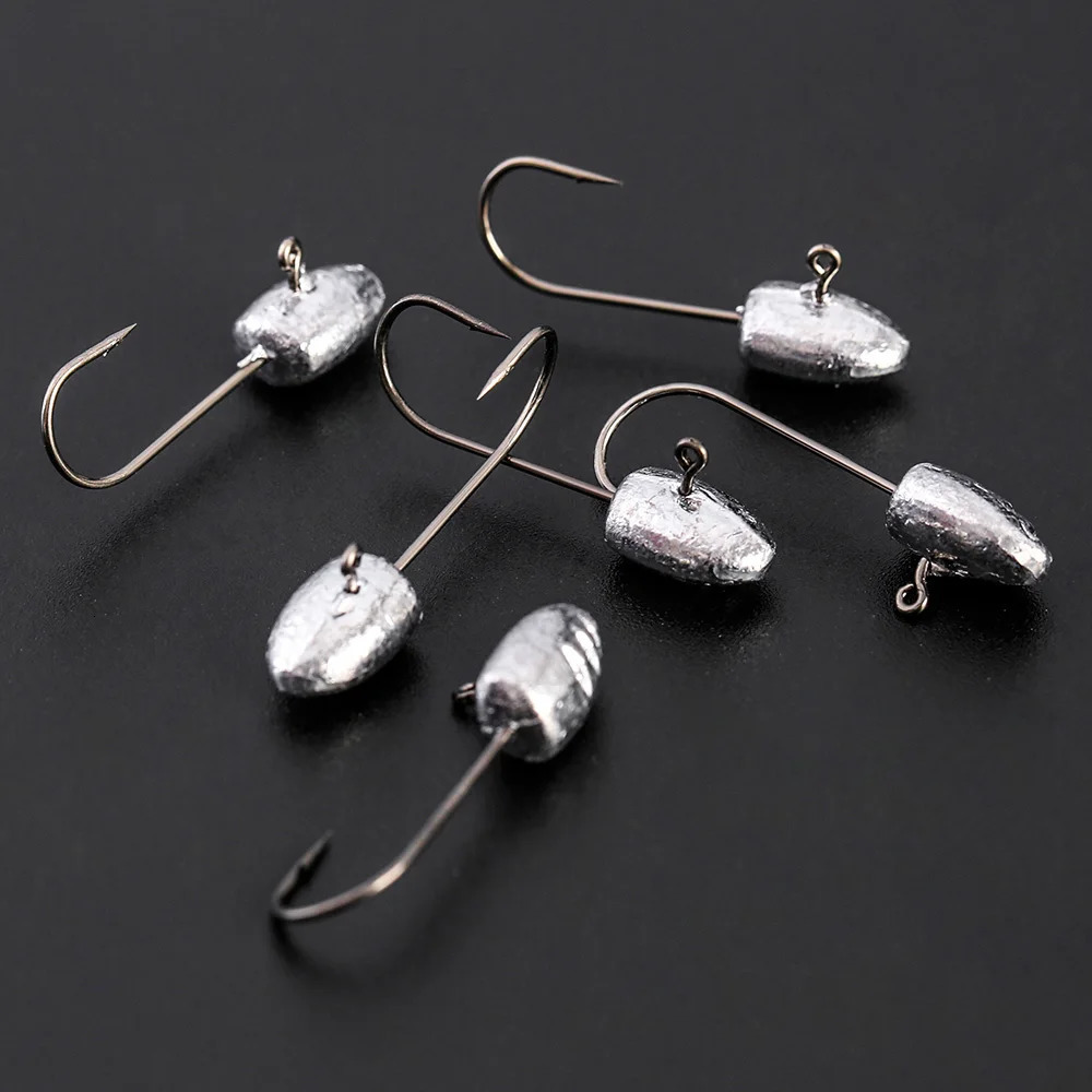 JOHNCOO 10pcs Exposed Jig Head Hook Fishing Hooks 2g 3g 5g Bait Soft Wom light jigging hook 250807