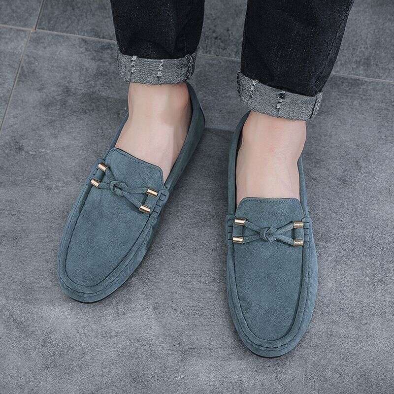 Spring 2025 New Lazy Soft Sole One Step Padded Doudou For Men's Driving Casual Leather Shoes