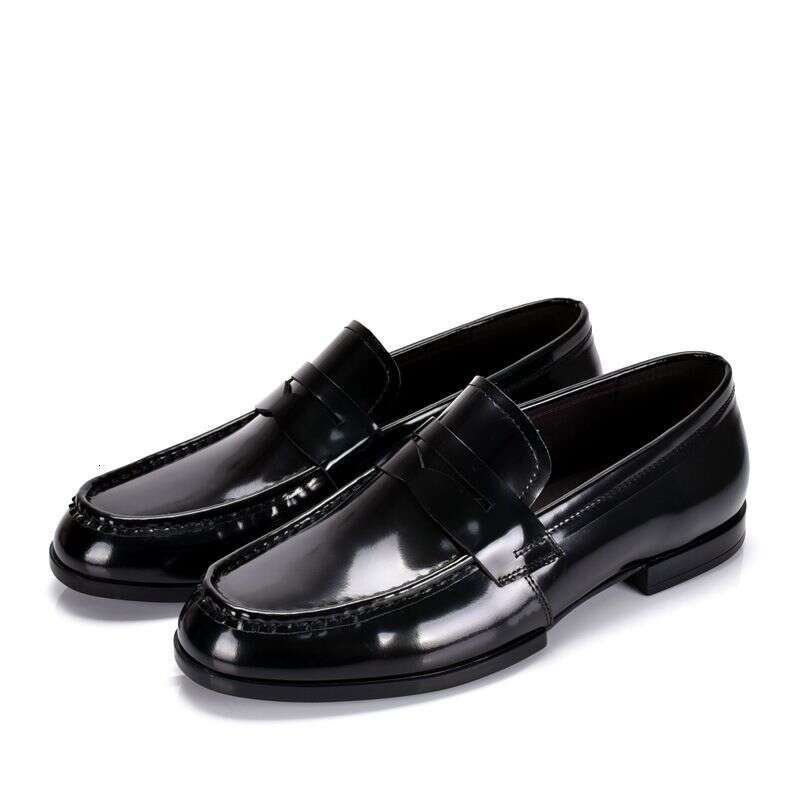 Real Loafers One Foot Shiny Shoes Men, British Patent Leather For Business And Leisure, Handmade Bean Shoes, Cowhide