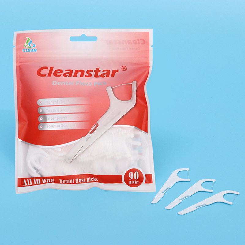 Dental floss, 90-count bag, family-sized, home use, dental floss sticks, disposable dental floss sticks