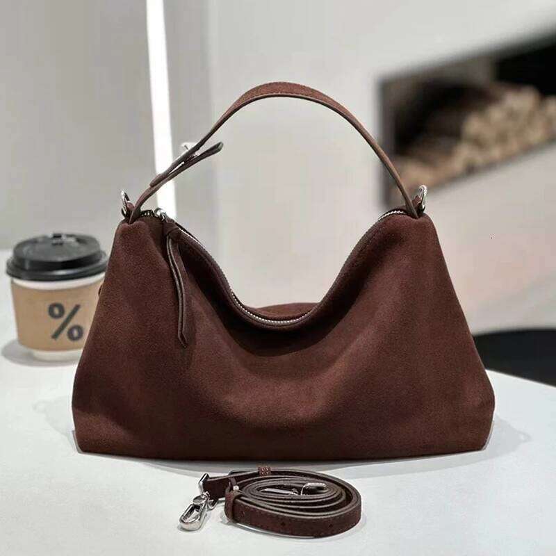 Designer Bags Fashion Autumn Winter Big Boston Tote Soft Matte Suede Cow Leather Women's Handbag Shoulder Crossbody Bag For Women Grey Brown Luxu