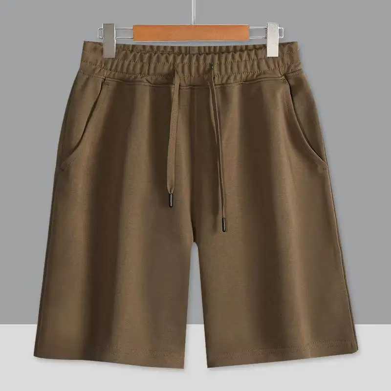 260G composite milk silk straight leg pants for mens couples casual loose fit solid color summer American shorts fashionable Y250814