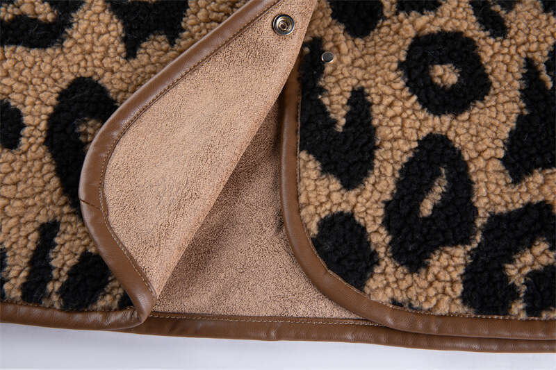 Leopard print fur one-piece short jacket for women's winter versatile new Korean version loose and slimming casual thick top