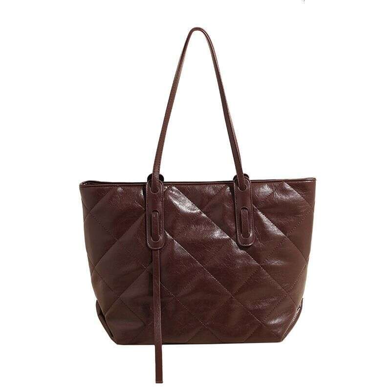 OLOEY Large Capacity Versatile For Women In 2023, New Trend This Year, Solid Color Dia Grid Shoulder Bag, Textured Commuting Tote Bag