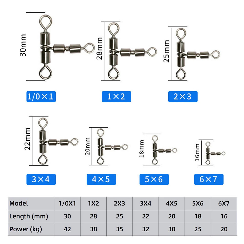 DNDYUJU 10pcs High Speed Rotation Double Connector Fish Hook Split Line Swivel Rolling Swivels Tackle Fishing Accessories 250807