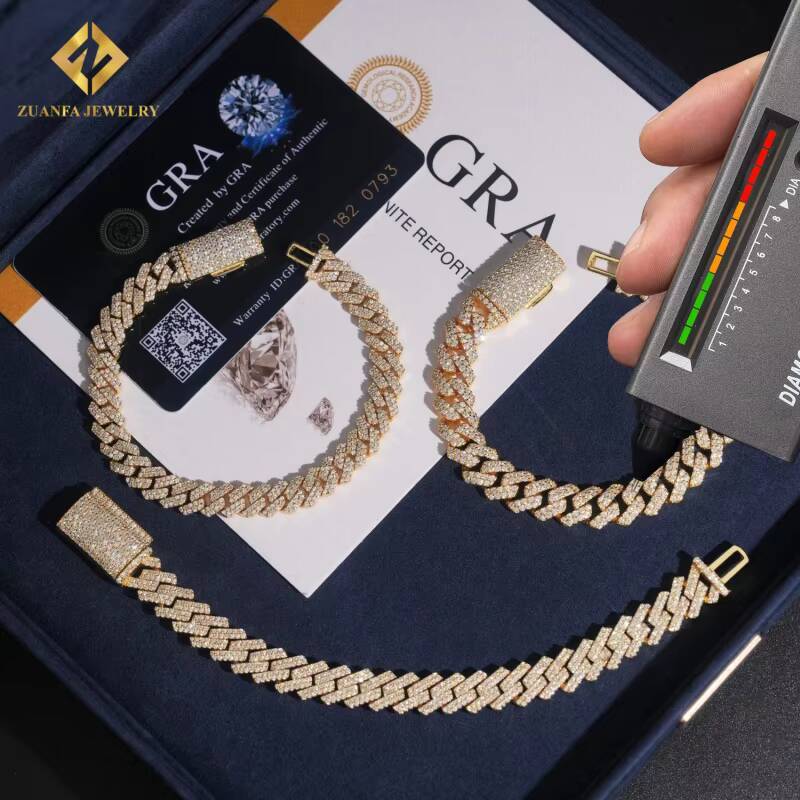 Hot Sale GRA Certificate Pass Diamond Tester 925 Silver Hip Hop Jewelry Moissanite Cuban Link Iced Out Cuban Bracelet