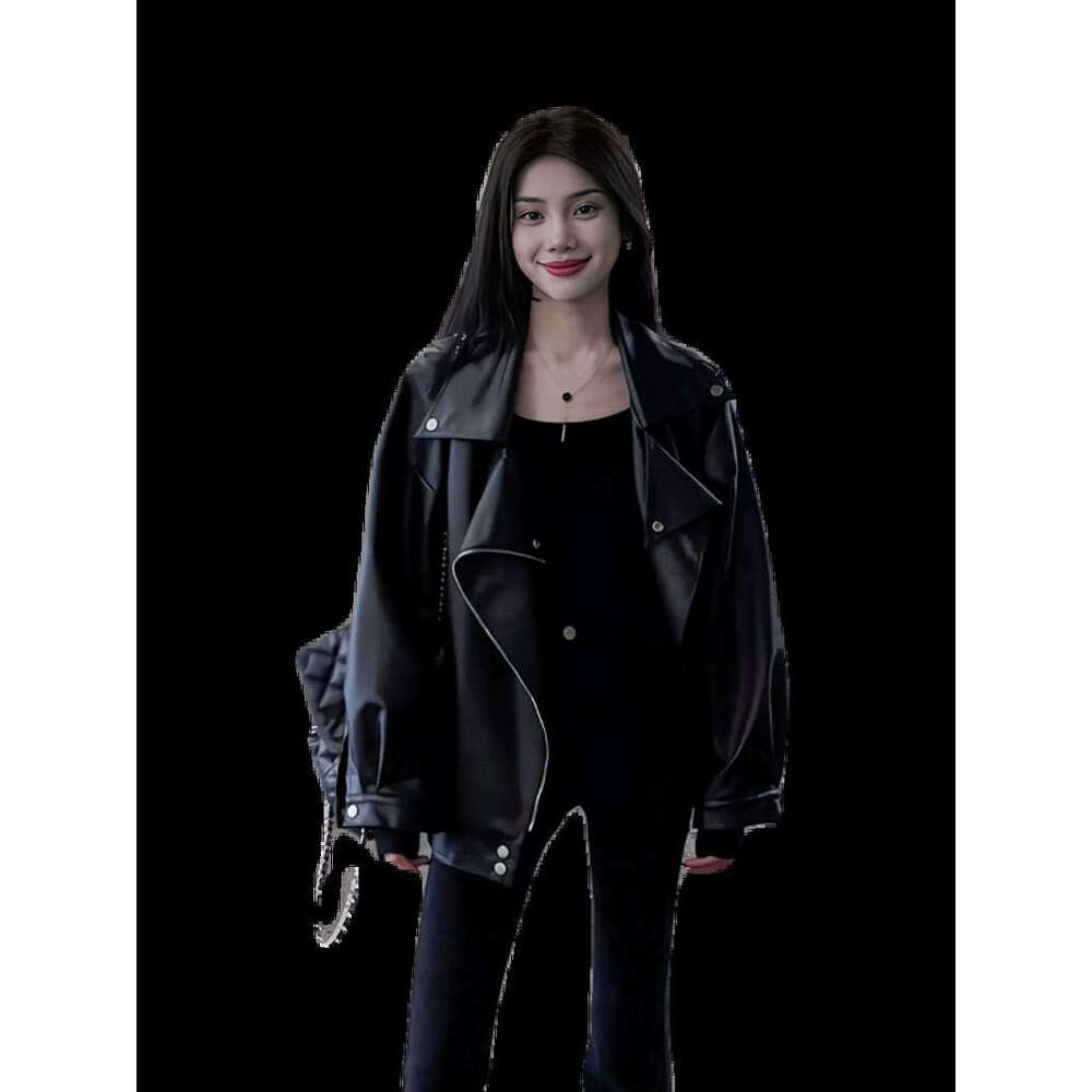 Spring And Autumn New Leather Women's Korean Version Loose Casual Motorcycle Jacket Slimming College Style