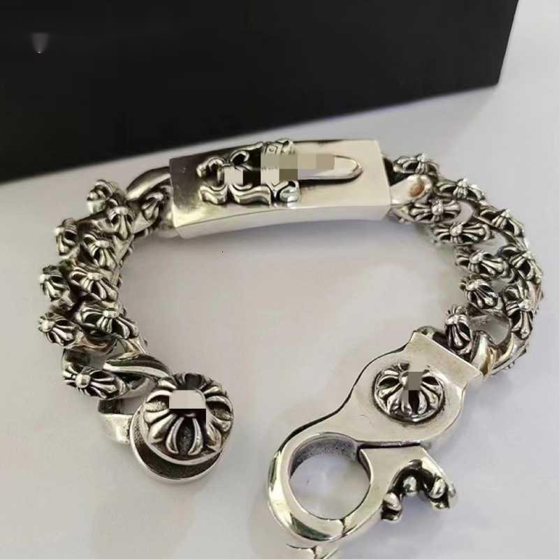 Luxury Chrome Dice Scout flower Cross flower ball Bracelet Valentines Designer Men Women Vintage Thai silver Half sword Fashion Jewelry Bracelet Classic Chain Gift