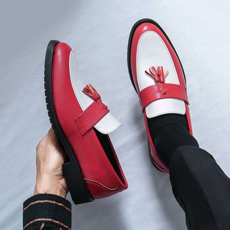 2025 Spring New Large Formal Business Leather Blok Men's Set, Foot Tassel, One Step Step, Le Fu Shoes 46