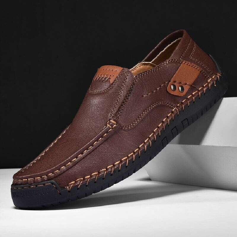 9916 Men's Outdoor Casual One Foot Flat Sole Handmade Shoes, Spring Low Top Large Size Lefu Cow Leather Surface