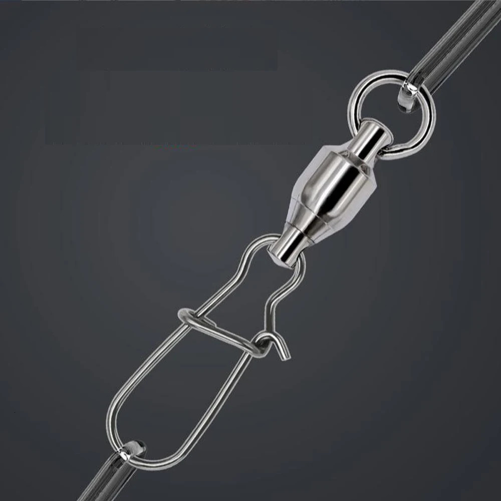DNDYUJU 10X100X Fishing Lure Connector Ball Bearing Rolling Swivel Stainless Steel Snap Fast Pin Fish Accessories 250807