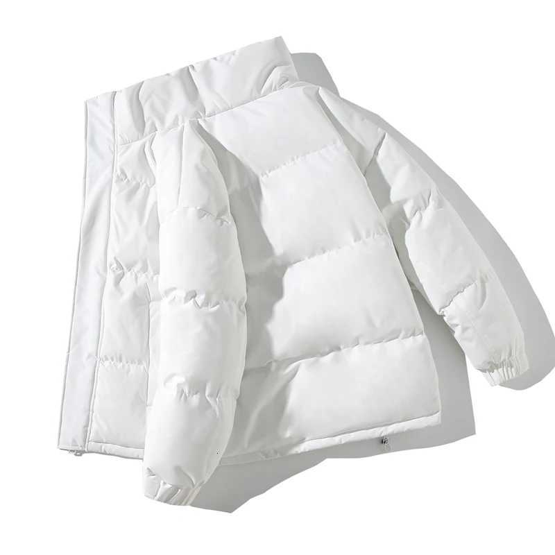 Mens Cotton-Padded Winter Thickened Warm Checked Stand-Up Collar Jacket Fashionable Windproof Loose Parka Coat W250815