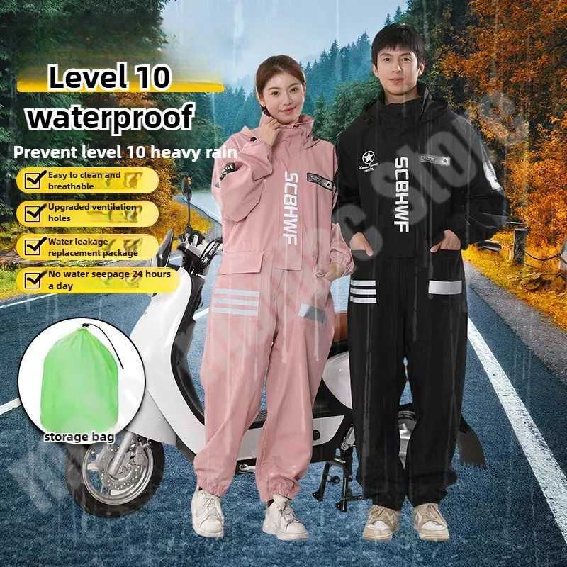 One-piece Motorcycle Riding Raincoat Hooded Waterproof Outdoor Dustproof Lightweight Work Clothes Rider Raincoat for Men Women Y250814