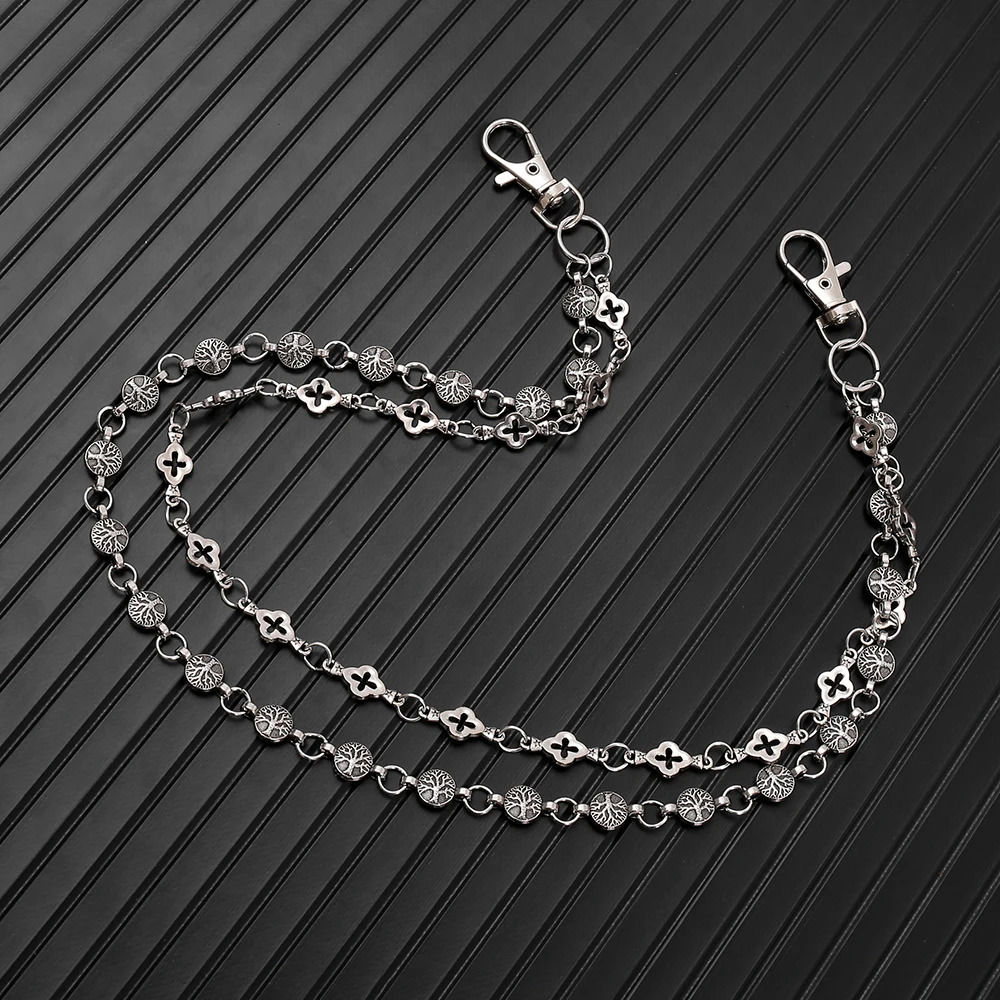 A Alloy Lucky Tree Jeans Chain Hip-Hop Stylish Punk Dark Double-Layer Waist Chain Handsome and Cool Unisex Accessories 250814