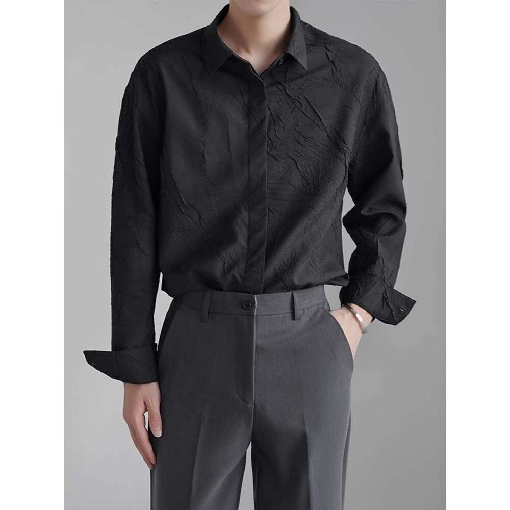 High-End French Style Niche For Men Loose Casual Jacquard Shirt Youth Chic Handsome Korean Version Outerwear Top B5