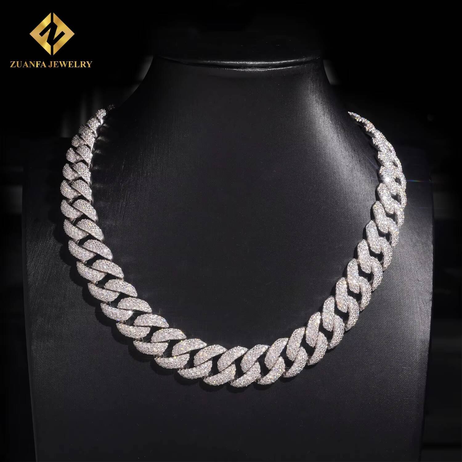 GRA Certificate Hip Hop Jewelry VVS Moissanite 18mm Cuban Link Chain Iced Out 925 Sterling Silver Men Fashion Chain Necklace