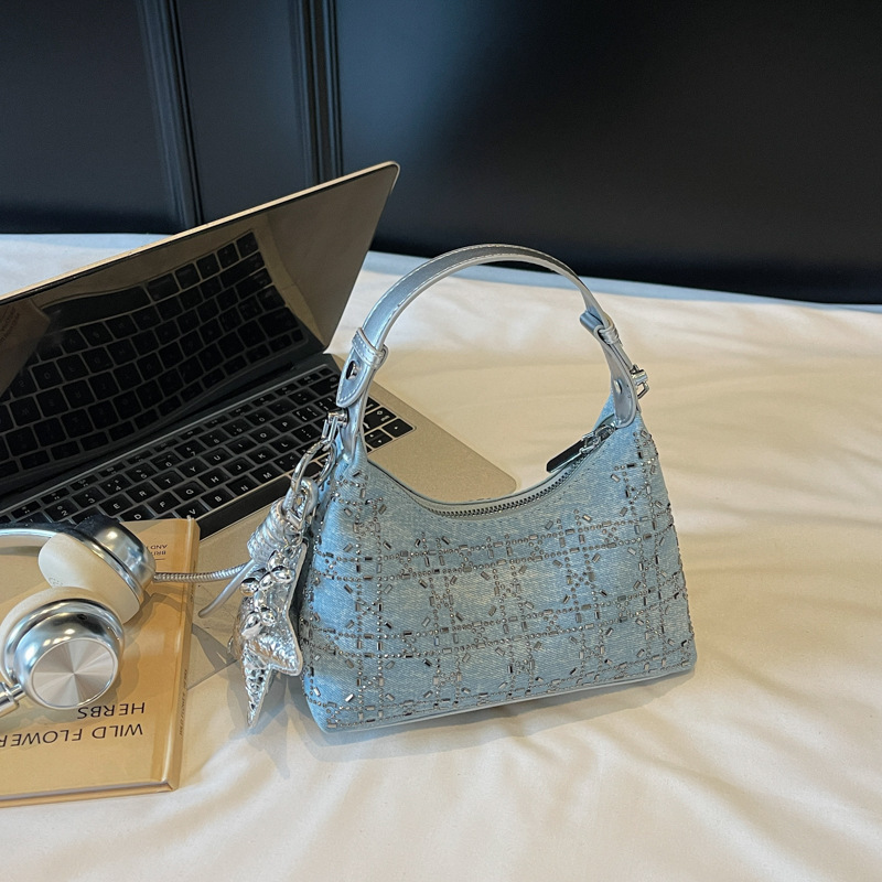 Luxury New Diamond Inlaid Women's Armpit Bag Free Shipping Designer Large Capacity Elegant And Simple Shoulder Bag Casual Shopping Handbag