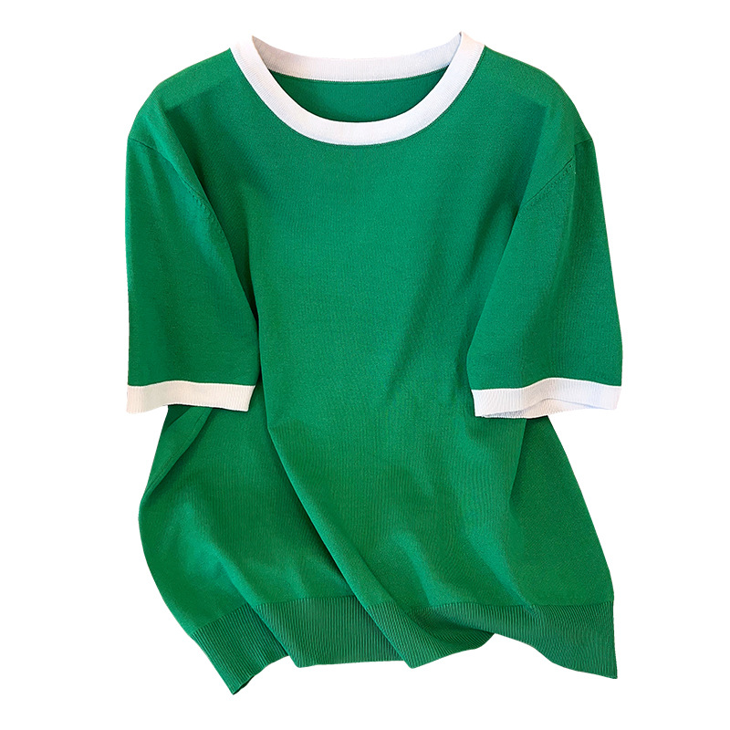 K1664 Plus size women's summer clothing ice silk knitted top fat girl slim 200/300 catties short-sleeved T-shirt