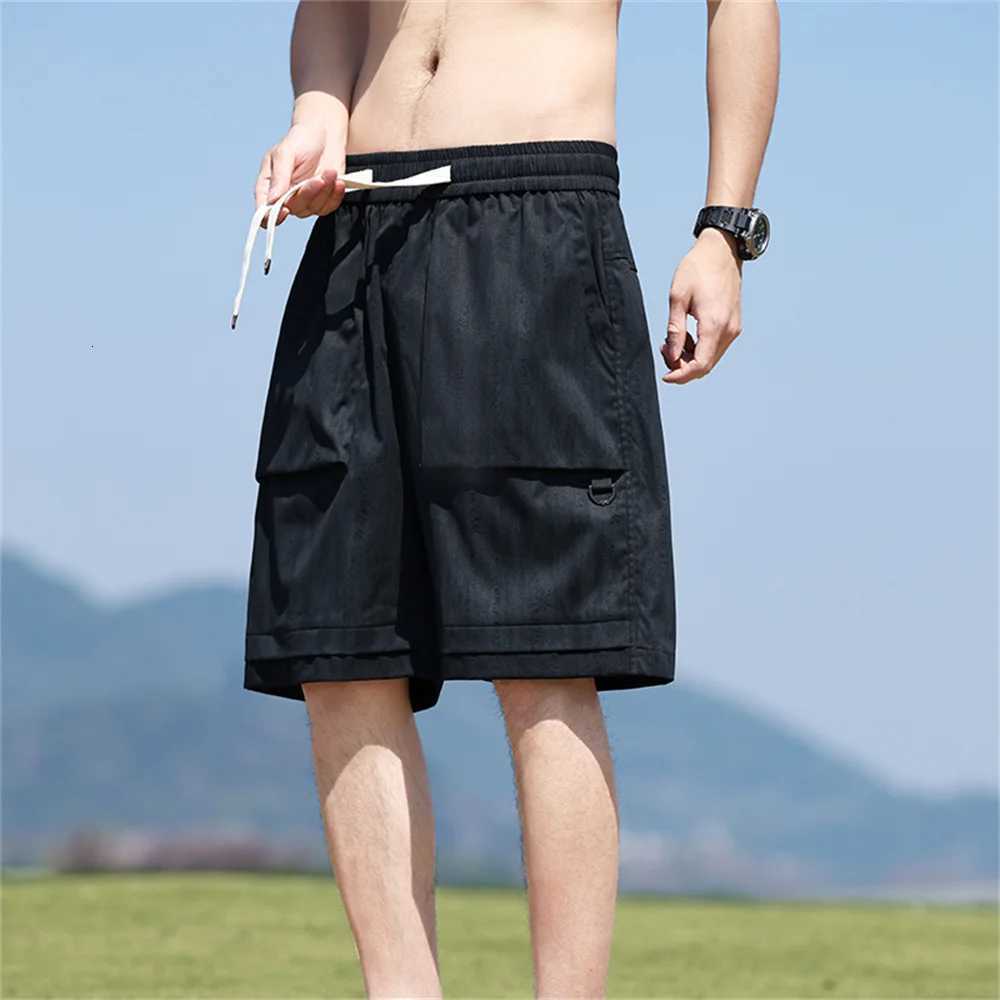 2025 New style sports workwear shorts mens summer thin quick-drying pants mens solid color breathable sports capri pants Y250814