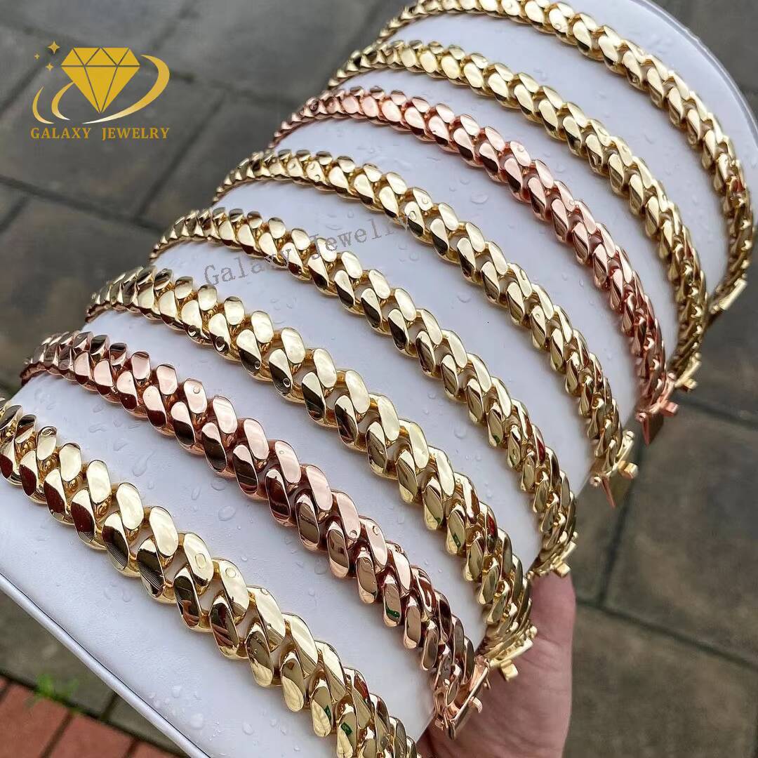High Quality Fashion Style Plain Necklace 8mm 12mm 20mm 925 Cuban Chain Hip Hop Miami Cuban Link Chain